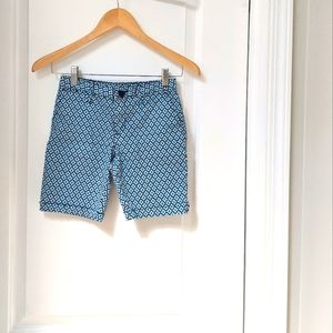 Girls Blue Printed Bermuda Shorts